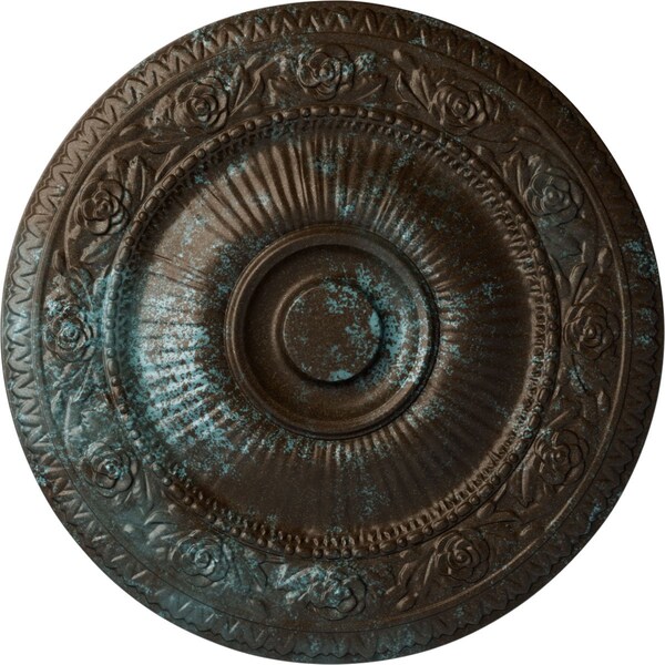 Ekena Millwork Neuveau Ceiling Medallion (Fits Canopies up to 6 3/8"), 24 1/4"OD x 2"P, Bronze Blue Patina CM24NABBS - main